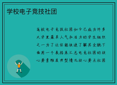 学校电子竞技社团